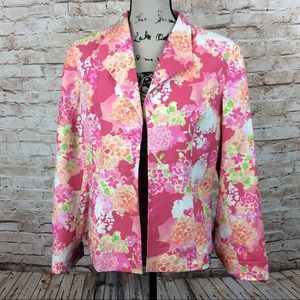 New Coldwater Creek Floral Silk Linen Blend Jacket